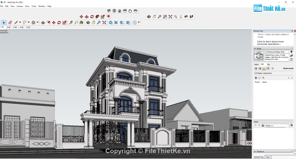 biệt thự 3 tầng,Sketchup biệt thự,model 3d sketchup biệt thự,file 3d sketchup biệt thự
